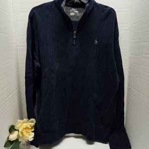 Polo Ralph Lauren 1/4 Zip Shirt Pullover Top Navy Blue Pony Logo Performance L